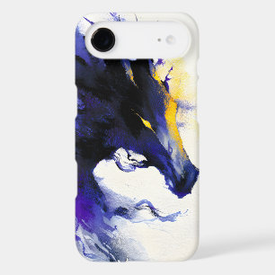 Abstract Watercolor Black Horse Portrait