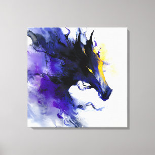 Abstract Watercolor Black Horse Portrait Canvas Print