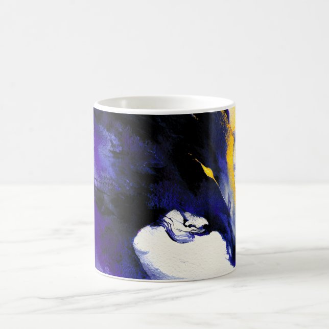 Abstract Watercolor Black Horse Portrait Coffee Mug (Center)