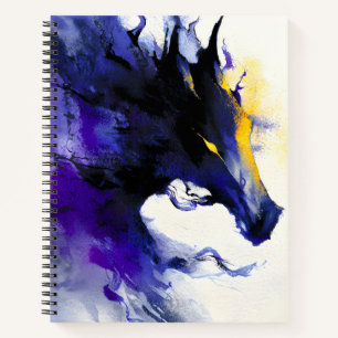 Abstract Watercolor Black Horse Portrait Notebook