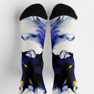 Abstract Watercolor Black Horse Portrait Socks
