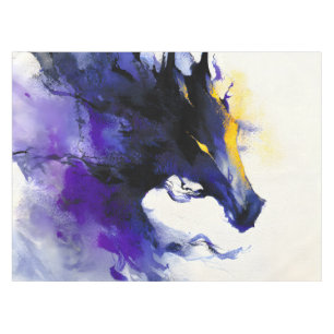 Abstract Watercolor Black Horse Portrait Tablecloth