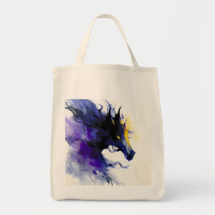Abstract Watercolor Black Horse Portrait Tote Bag