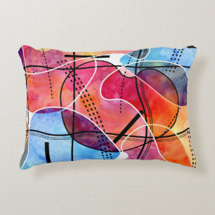 Abstract Watercolor Black White Pattern Decorative Cushion