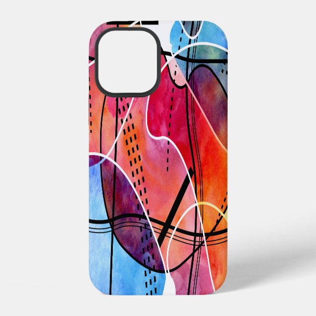 Abstract Watercolor Black White Pattern iPhone Case (Back)