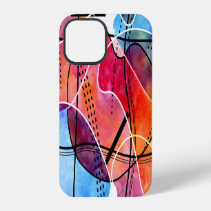 Abstract Watercolor Black White Pattern iPhone 12 Case