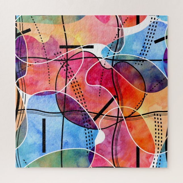 Abstract Watercolor Black White Pattern Jigsaw Puzzle (Vertical)