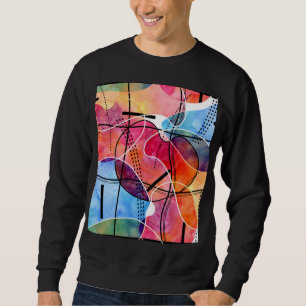 Abstract Watercolor Black White Pattern Sweatshirt