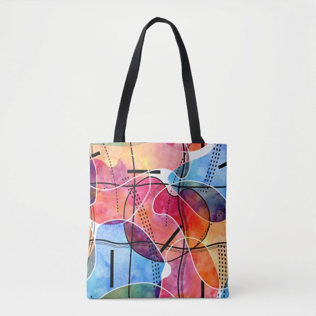 Abstract Watercolor Black White Pattern Tote Bag (Front)