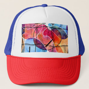 Abstract Watercolor Black White Pattern Trucker Hat