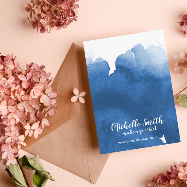 Abstract watercolor blue colour splash brush strok postcard (Creator Uploaded)