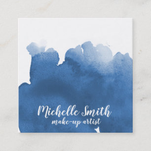 Abstract watercolor blue colour splash brush strok square business card
