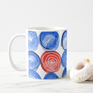 Abstract Watercolor Blue Dots Coffee Mug