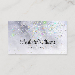 Abstract Watercolor Blue Holographic Glitter Business Card