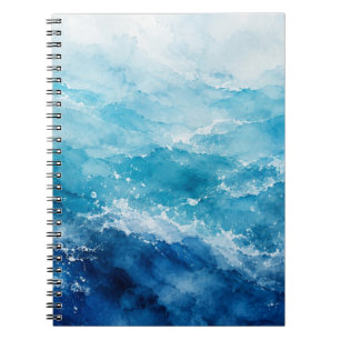 Abstract Watercolor Blue Ocean Sea Notebook