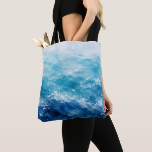 Abstract Watercolor Blue Ocean Sea Tote Bag