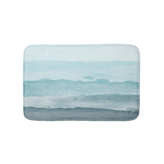 Abstract watercolor blue sea bath mat (Front)