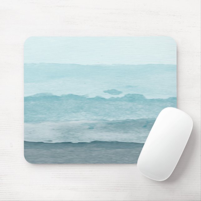 Abstract watercolor blue sea mouse mat (With Mouse)