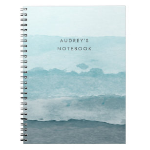 Abstract watercolor blue sea notebook