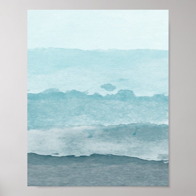 Abstract watercolor blue sea poster (Front)