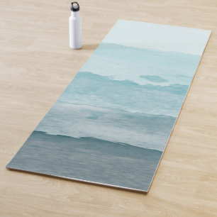 Abstract watercolor blue sea yoga mat