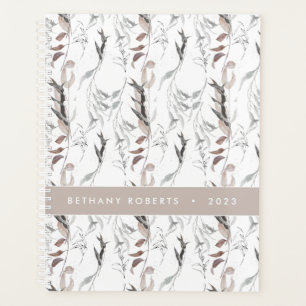Abstract Watercolor Botanical Taupe Grey 2023 Planner