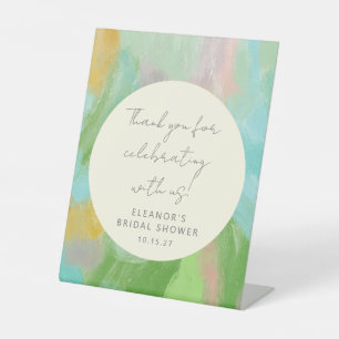 Abstract Watercolor Bridal Shower Custom Thank You Pedestal Sign