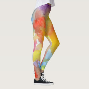 Abstract Watercolor Bright Vibrant Colours Leggings