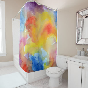 Abstract Watercolor Bright Vibrant Colours Shower Curtain
