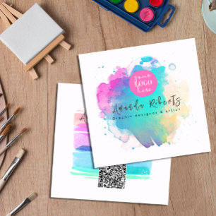 Abstract watercolor Brush Strock artist  Square Business Card