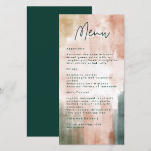 Abstract Watercolor Brush Stroke Wedding Menu Card