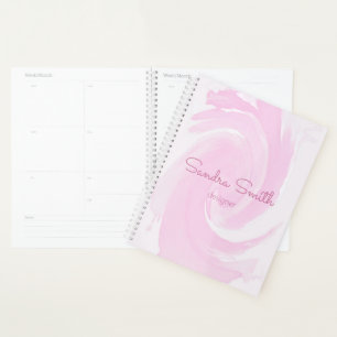 Abstract Watercolor Brush Strokes Pink Planner