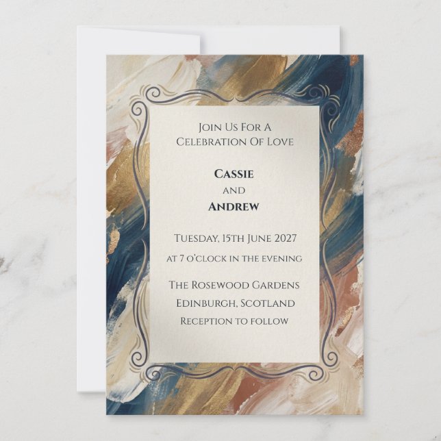 Abstract Watercolor Brushstroke Wedding Invitation (Front)