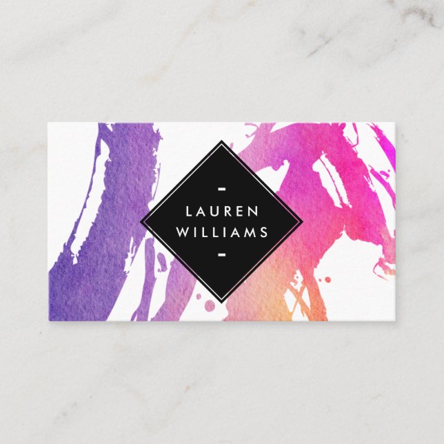 Abstract Watercolor Brushstrokes Business Card (Front)