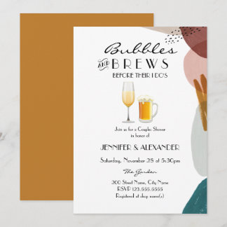 Abstract Watercolor Bubbles & Brews Invitation