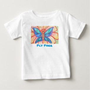 Abstract watercolor butterfly and flower baby T-Shirt
