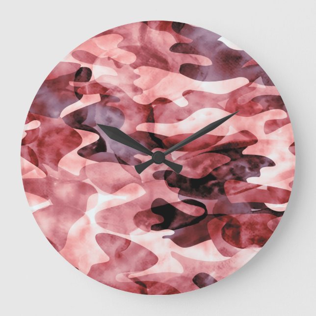 Abstract watercolor camouflage: tie-dye. large clock (Front)