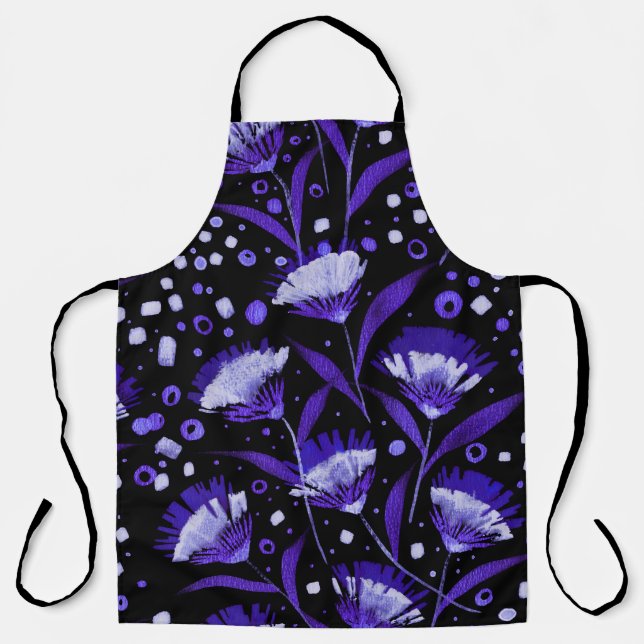 Abstract Watercolor Carnation Flowers Pattern Apron (Front)