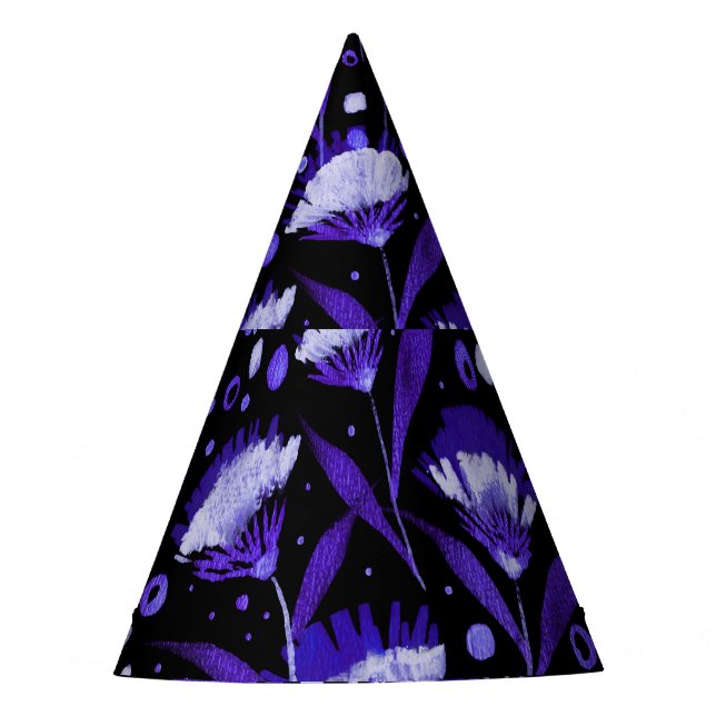 Abstract Watercolor Carnation Flowers Pattern Party Hat (Front)