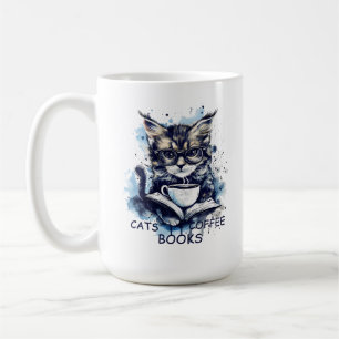 Abstract Watercolor Cats Coffee Books Mug