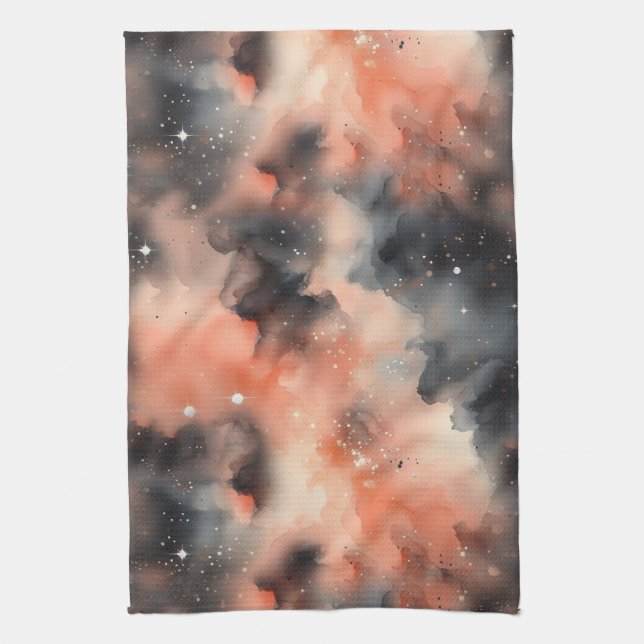 Abstract Watercolor Celestial Symphony Tea Towel (Vertical)