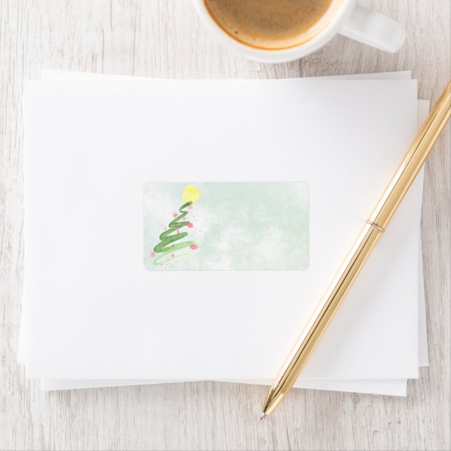 Abstract Watercolor Christmas Tree Blank Address Label (Insitu)