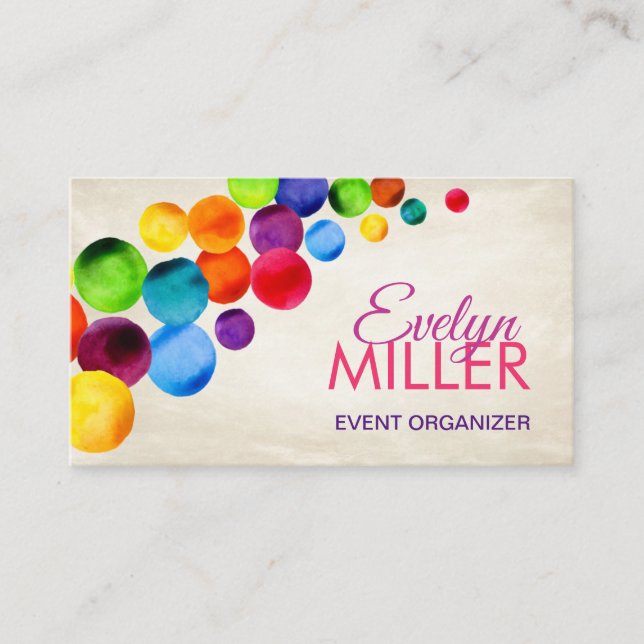 Abstract Watercolor Circles Business Card (Front)