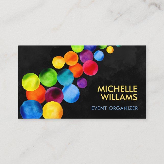 Abstract Watercolor Circles Business Card (Front)