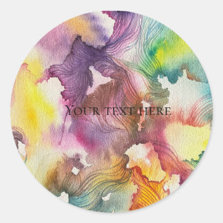  Abstract Watercolor  Classic Round Sticker
