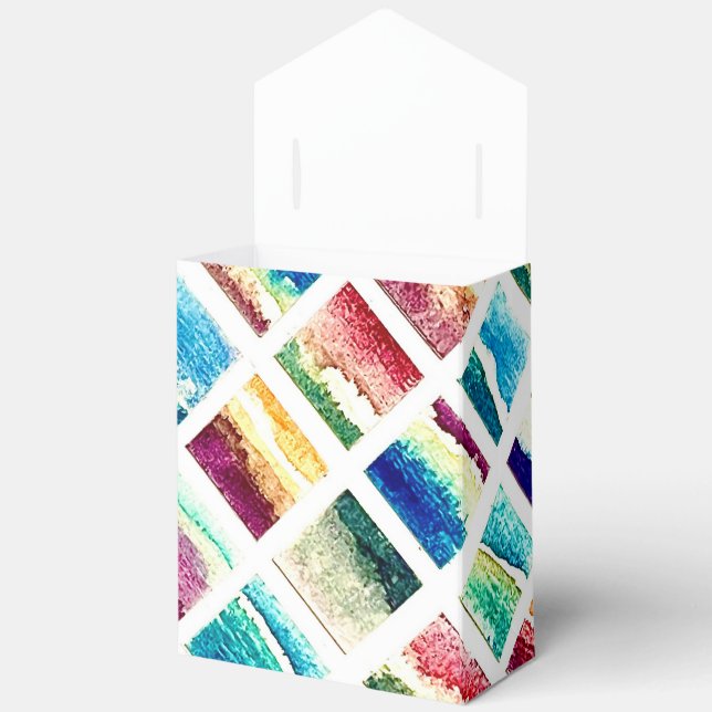 Abstract Watercolor Cloud Squares Painting  Favour Box (Open)