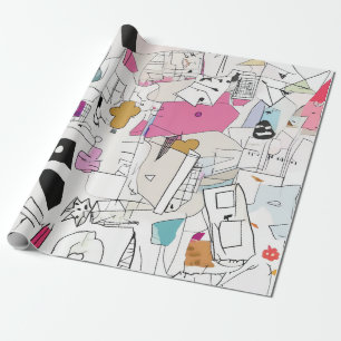 Abstract Watercolor Collage Wrapping Paper