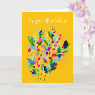 Abstract watercolor colourful floral card