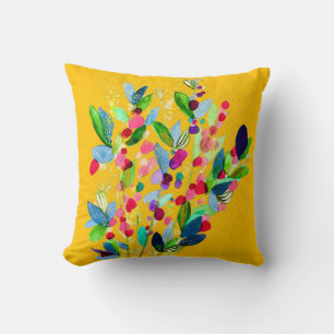 Abstract watercolor colourful floral cushion
