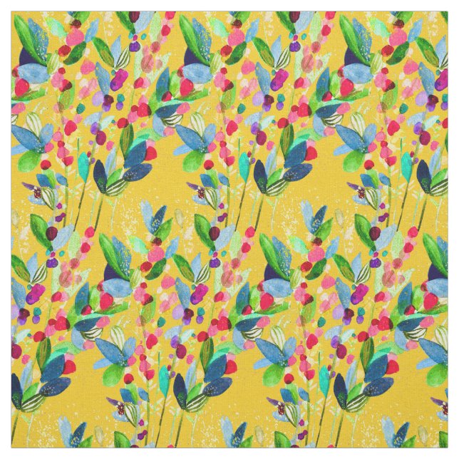 Abstract watercolor colourful floral fabric (Swatch)